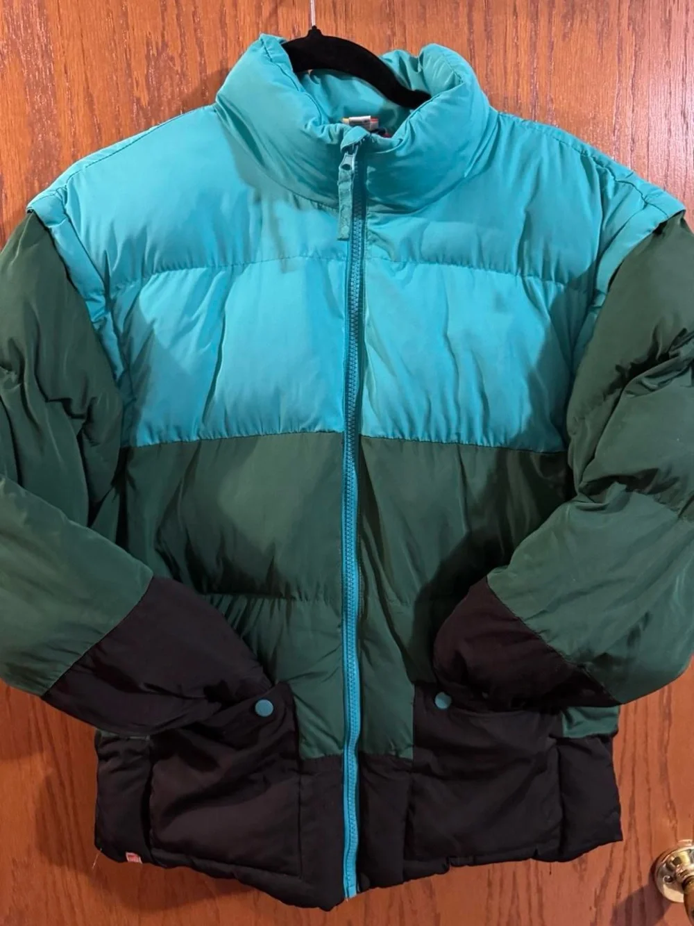 LEGO x Target Convertible Puffer Jacket – Teal/Green/Black – Size XL